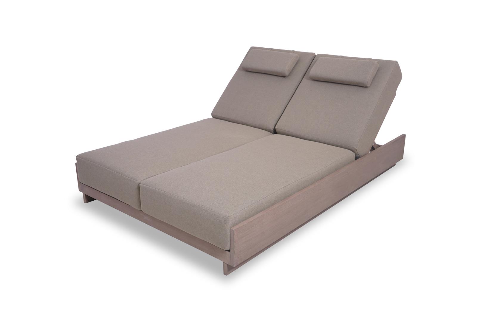 FAUX TEAK DOUBLE SUN LOUNGER